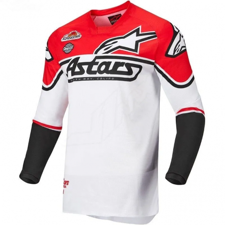Μπλούζα Off Road-MX-Motocross Alpinestars Racer Flagship White Red-Fluo Black