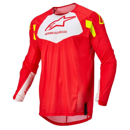 Μπλούζα Off Road-MX-Motocross Alpinestars Techstar Factory Red Fluo-White-Yellow Fluo